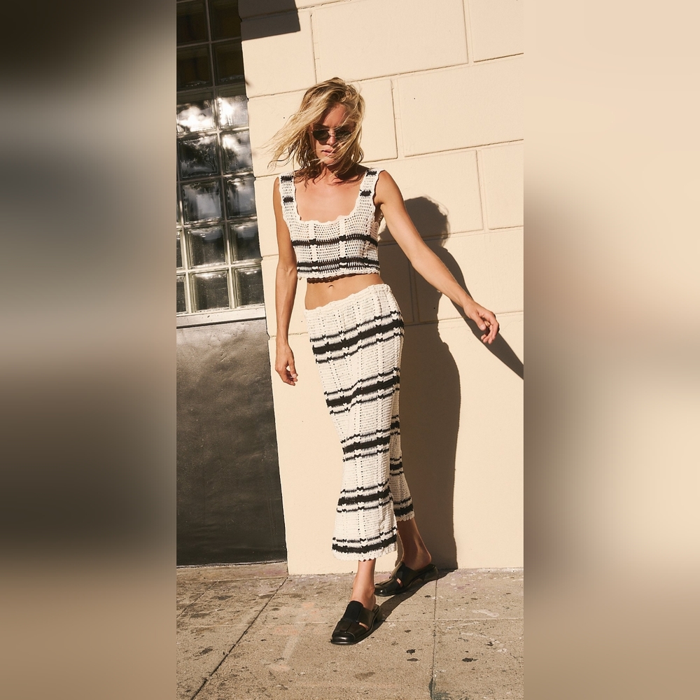 Free People FP BEACH Donni Sweater SET Size M Midi Skirt Tank Top Crochet